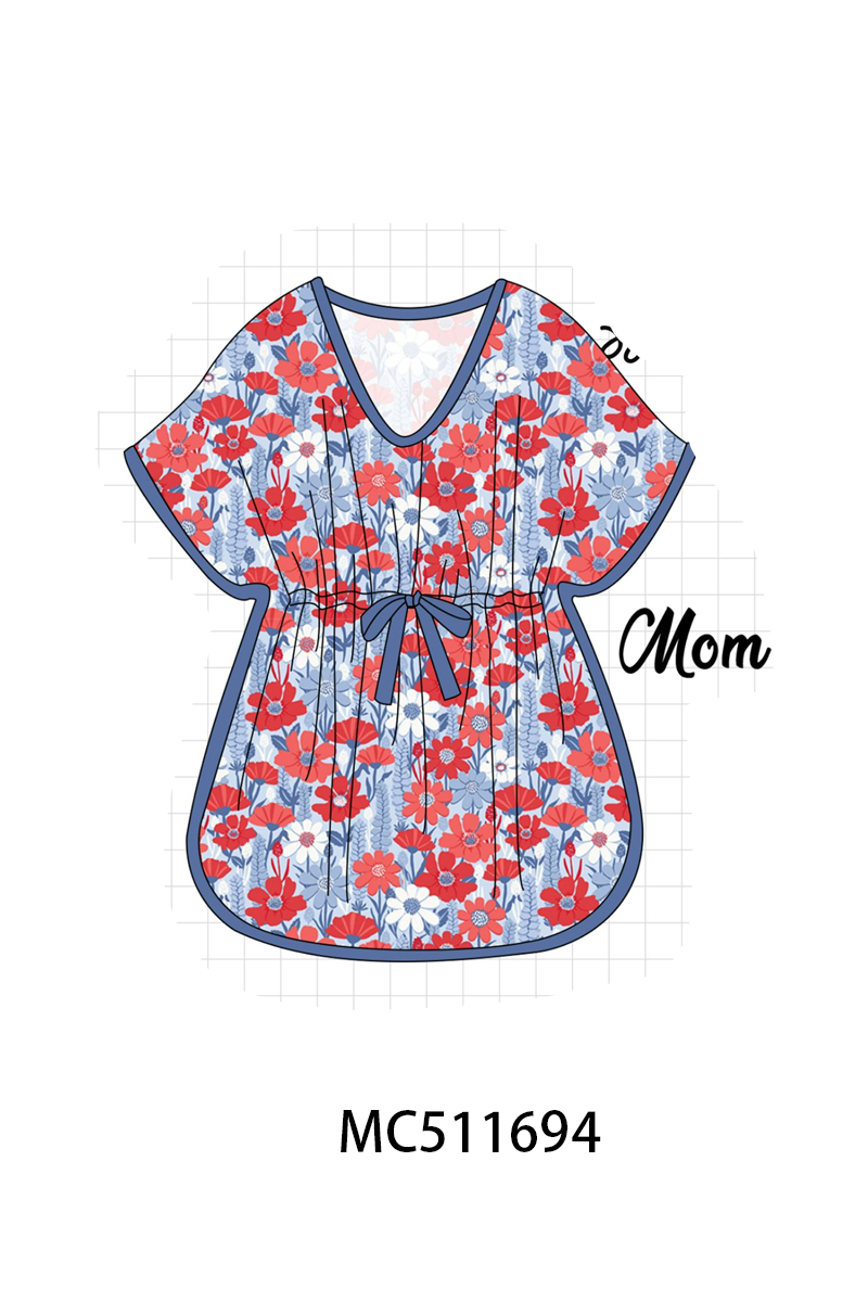 PO75 I love America embroidery floral swimsuit collection