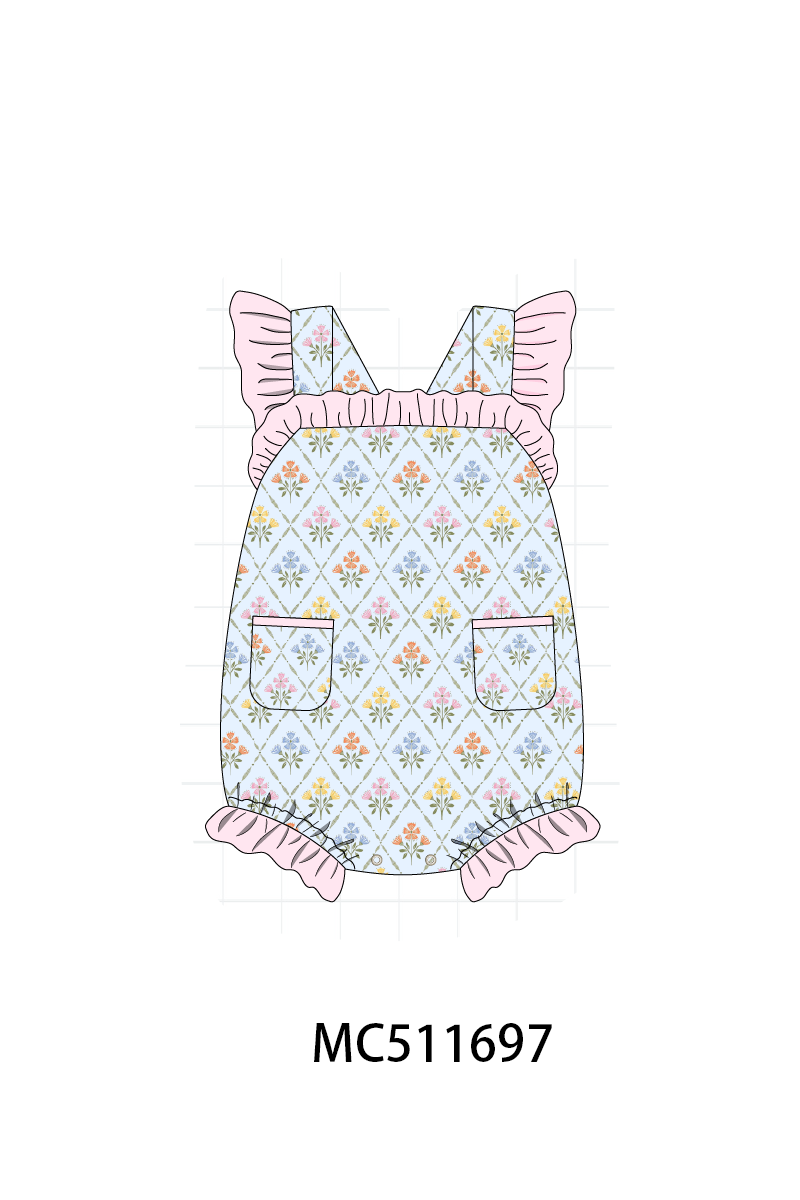 PO75 Blue floral print ruffle collection
