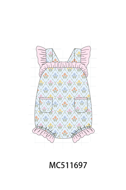 PO75 Blue floral print ruffle collection