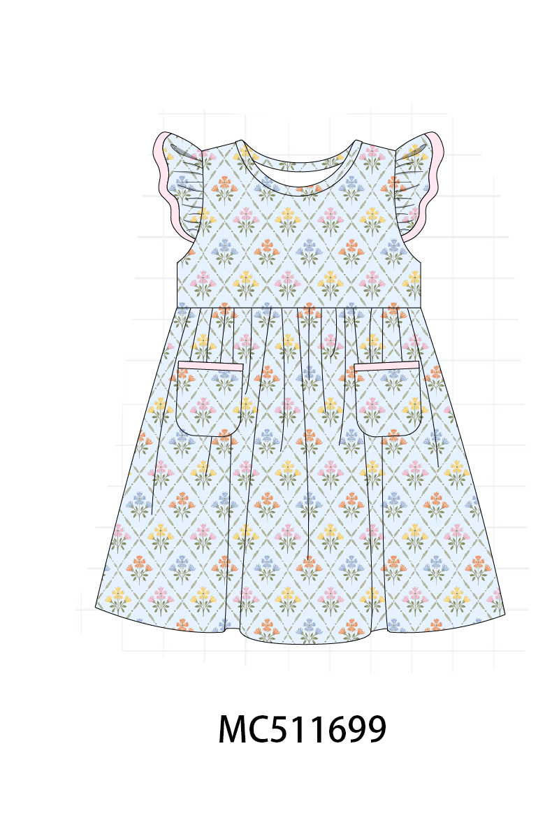 PO75 Blue floral print ruffle collection