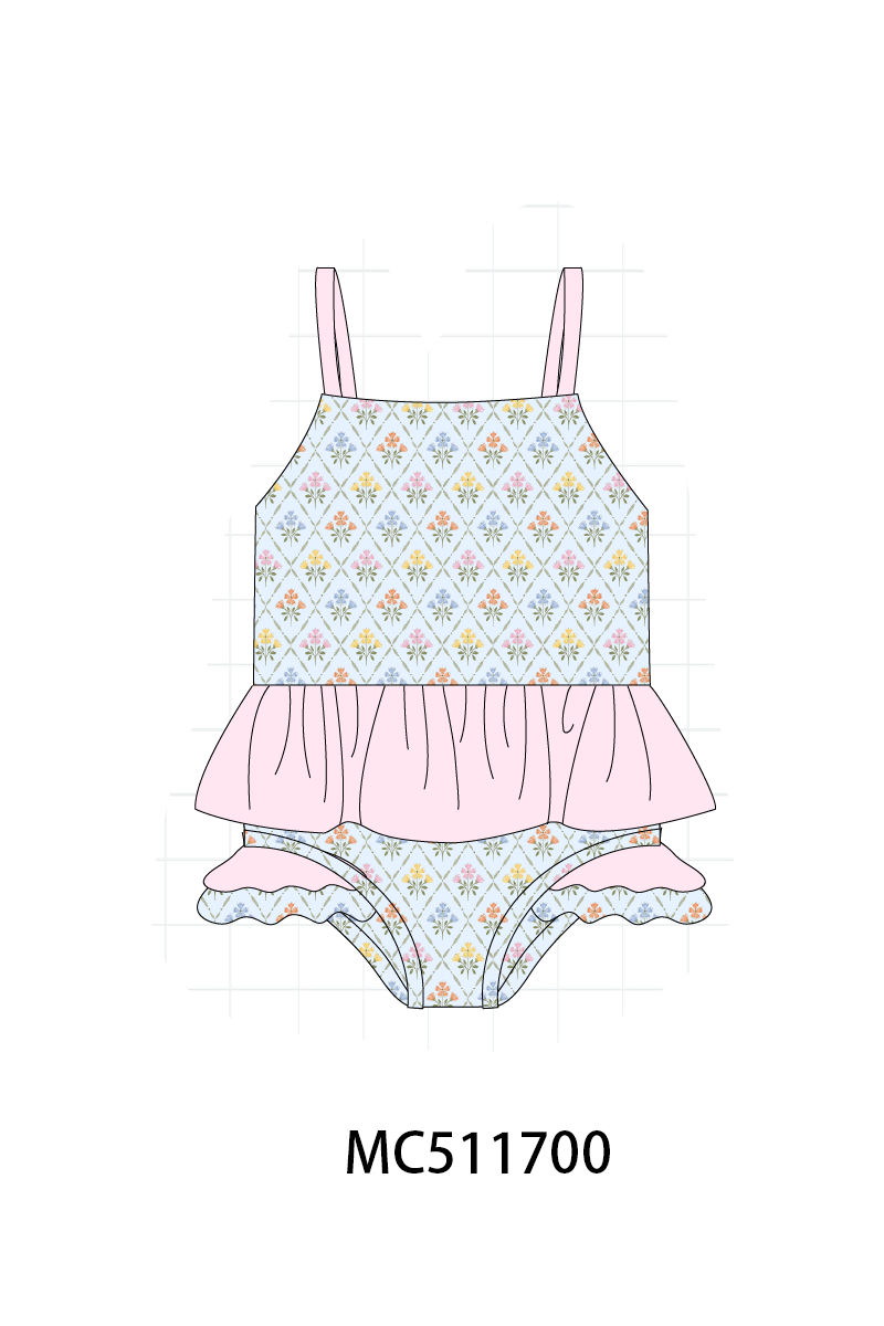 PO75 Blue floral print ruffle collection