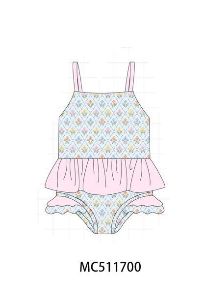 PO75 Blue floral print ruffle collection