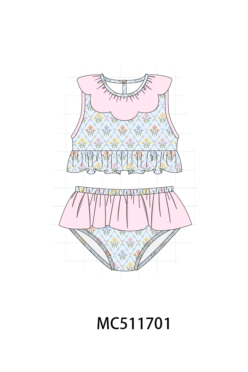 PO75 Blue floral print ruffle collection