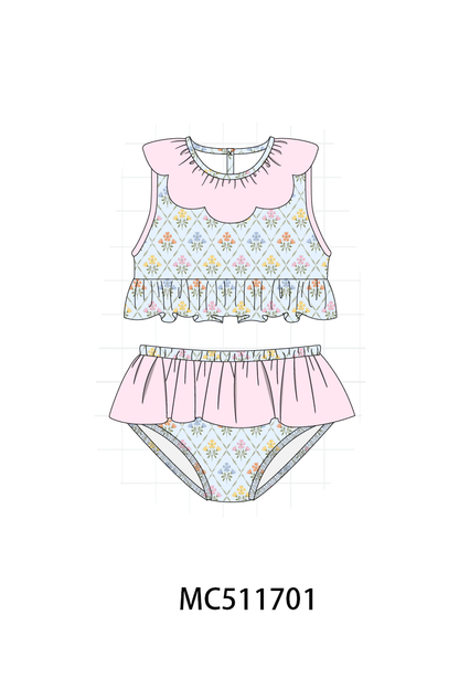 PO75 Blue floral print ruffle collection