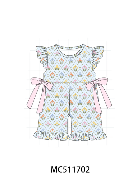 PO75 Blue floral print ruffle collection