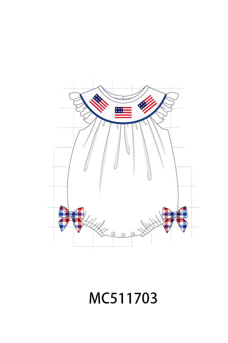 PO75 Patriotic flag smocked gingham collection 1
