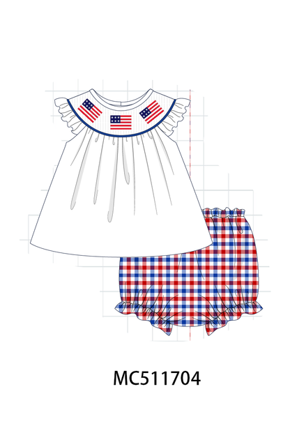 PO75 Patriotic flag smocked gingham collection 1