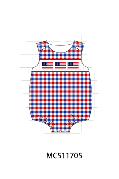 PO75 Patriotic flag smocked gingham collection 1