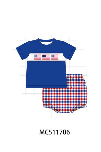 PO75 Patriotic flag smocked gingham collection 1