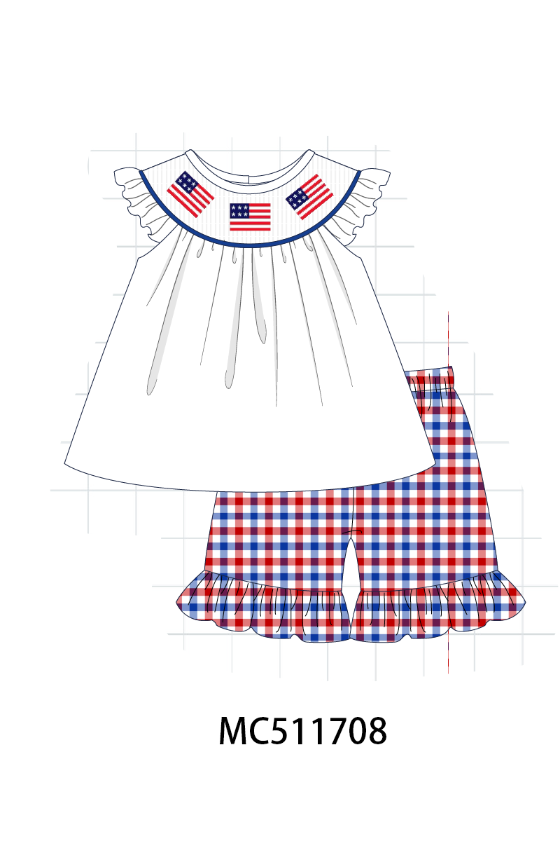 PO75 Patriotic flag smocked gingham collection 1