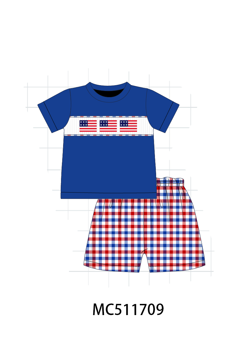 PO75 Patriotic flag smocked gingham collection 2