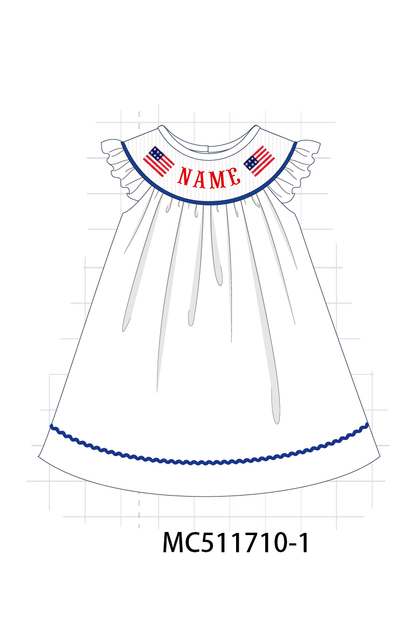 PO75 Patriotic flag monogram smocked gingham collection