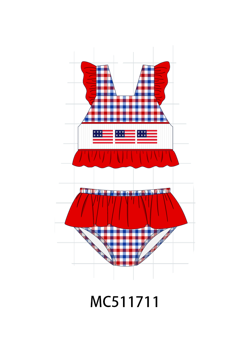 PO75 Patriotic flag smocked gingham collection 2
