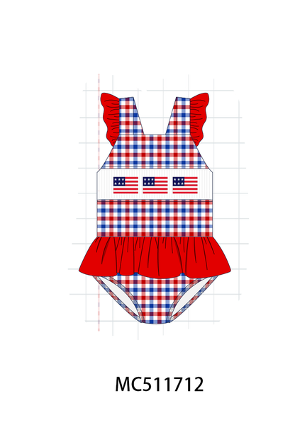 PO75 Patriotic flag smocked gingham collection 2
