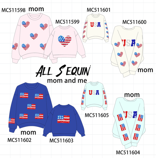 PO75 Patriotic USA flag sequin mom&me collection