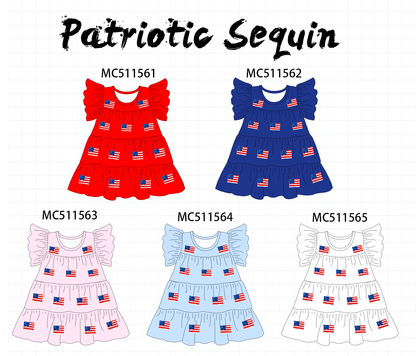PO75 Patriotic flag sequin tiered dress collection