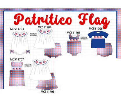 PO75 Patriotic flag smocked gingham collection 1