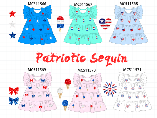 PO75 Patriotic sequin tiered dress collection