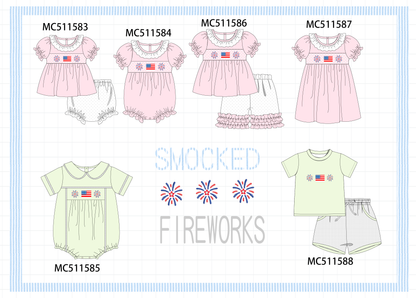 PO75 Pink Patriotic flag firework embroidery collection