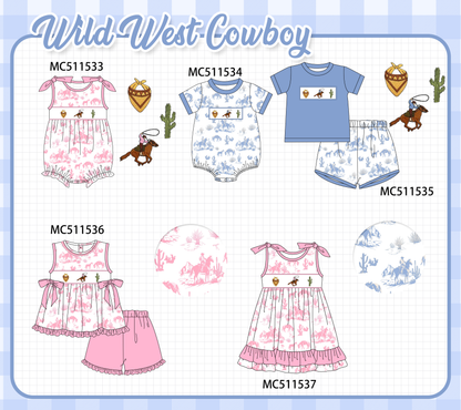 PO75 Pink&blue west cowboy embroidery collection