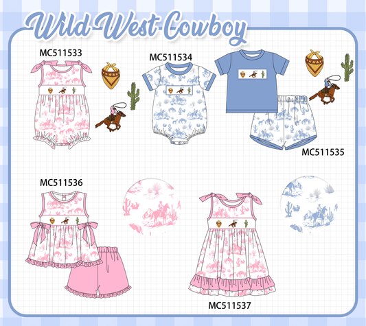 PO75 Pink&blue west cowboy embroidery collection