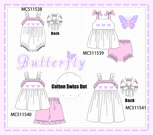 PO75 Purple butterfly embroidery swiss dot collection