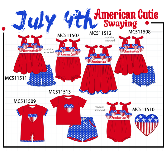 PO75 Red American cutie heart smocked collection